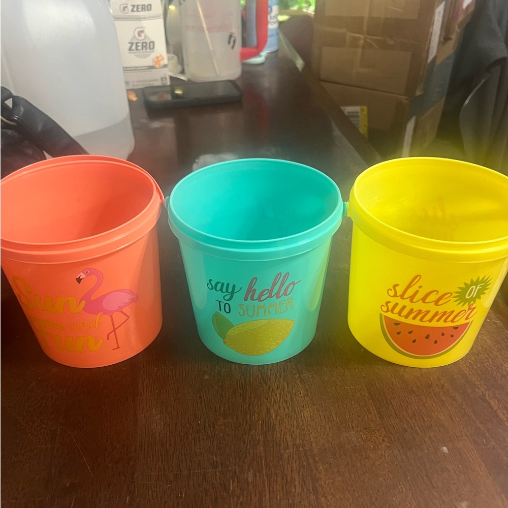3 smaller buckets for summer fun